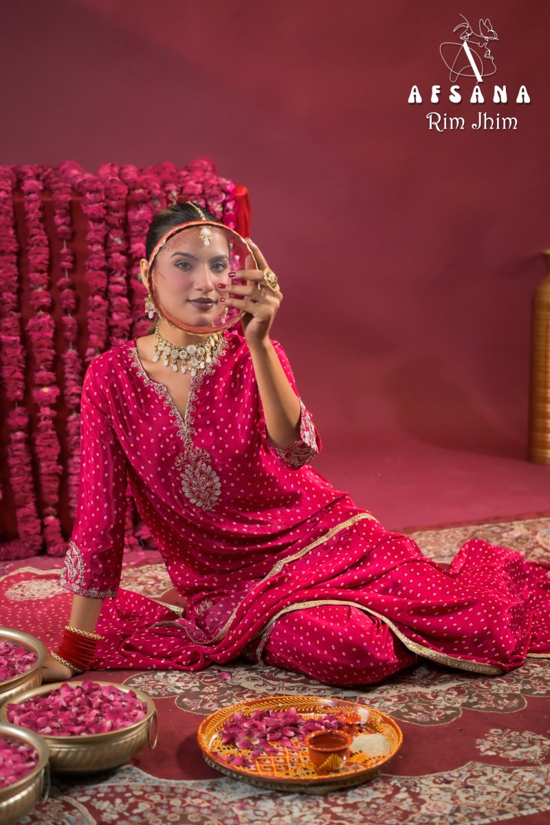 Rim Jhim By Afsana Crepe Readymade Suits